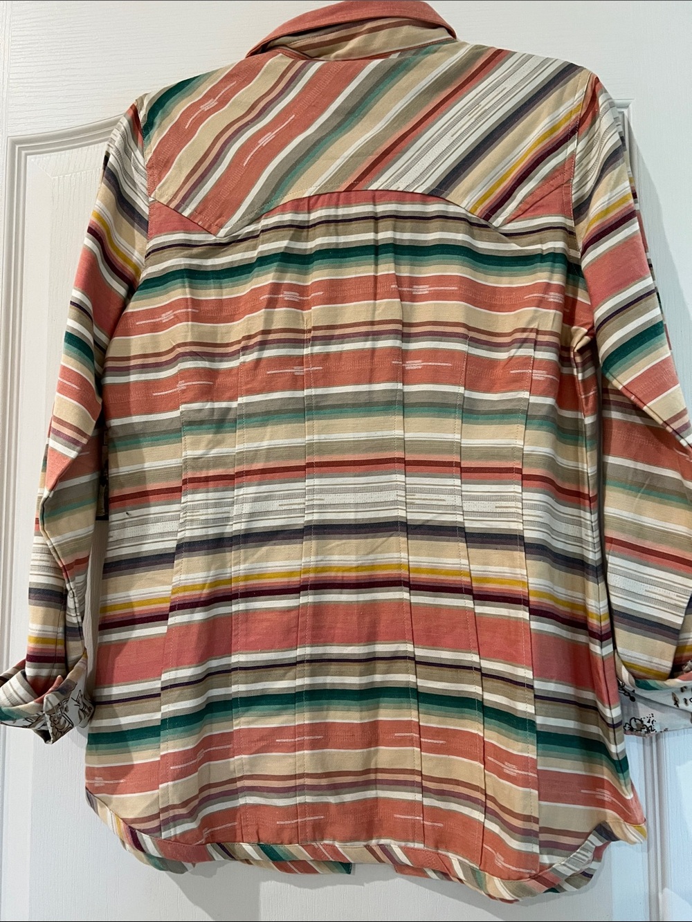 Tasha Polizzi Kids Multi-Stripe Western Shirt - Coral, Teal & Cream - Picture 8 of 10